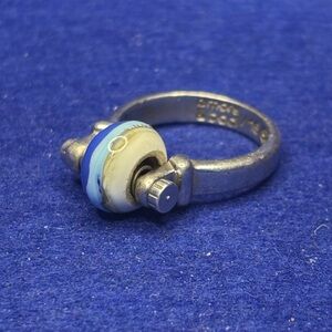 Amore & Baci Silver Ring Spinning Blue Glass Bead